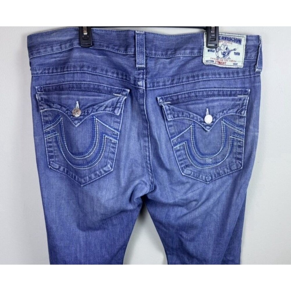 True Religion Jeans Mens 38/40 x 30 Blue Section Slim Seat Denim Straight Leg